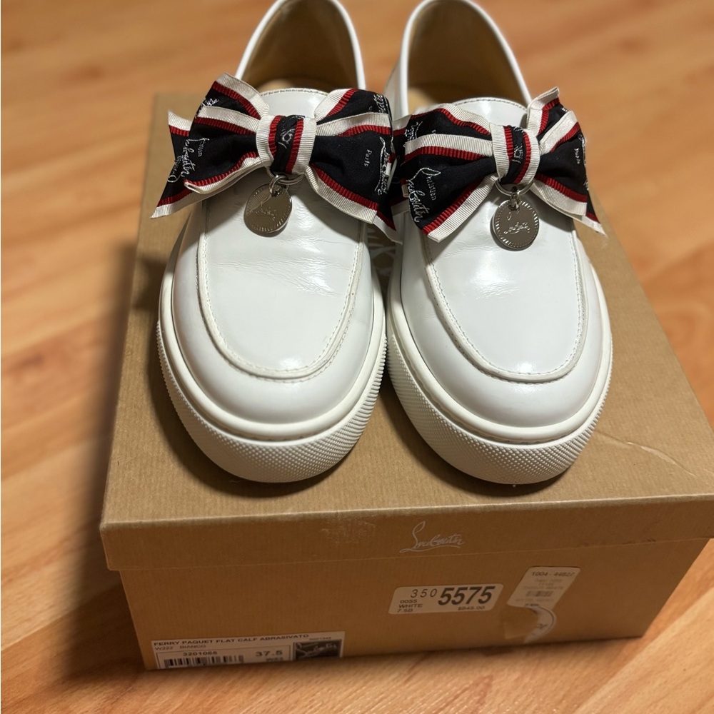 Christian Louboutin White with Decorative Bow.